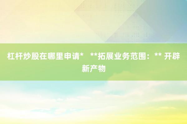 杠杆炒股在哪里申请*   **拓展业务范围：** 开辟新产物