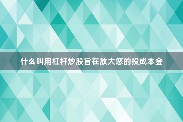 什么叫用杠杆炒股旨在放大您的投成本金